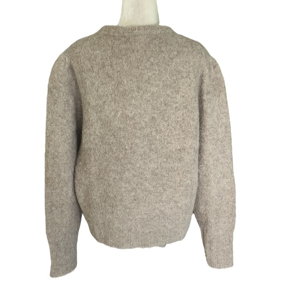 J. Crew Heather Tan Puff Sleeve Chunky Fuzzy Alpaca Blend Sweater - L - Picture 5 of 11